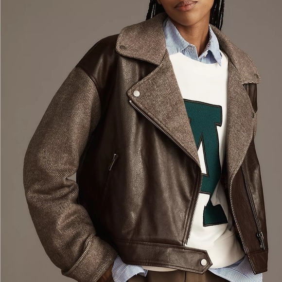 NWT By Anthropologie Twill Cocoon Moto Jacket Size XL - Picture 4 of 10